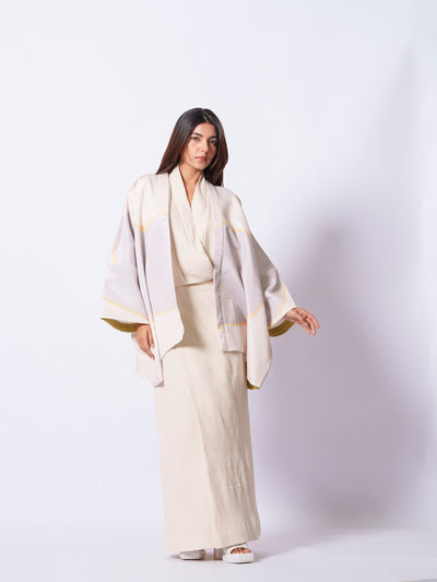 Unity Kimono (Ivory + yellow + Grey)-Ech/Un/Ov/GrYeIv