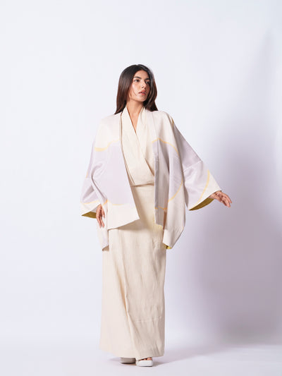 Unity Kimono (Ivory + yellow + Grey)-Ech/Un/Ov/GrYeIv