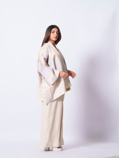 Unity Kimono (Ivory + yellow + Grey)-Ech/Un/Ov/GrYeIv