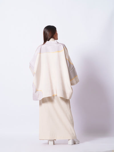 Unity Kimono (Ivory + yellow + Grey)-Ech/Un/Ov/GrYeIv