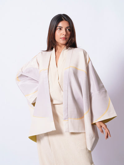 Unity Kimono (Ivory + yellow + Grey)-Ech/Un/Ov/GrYeIv