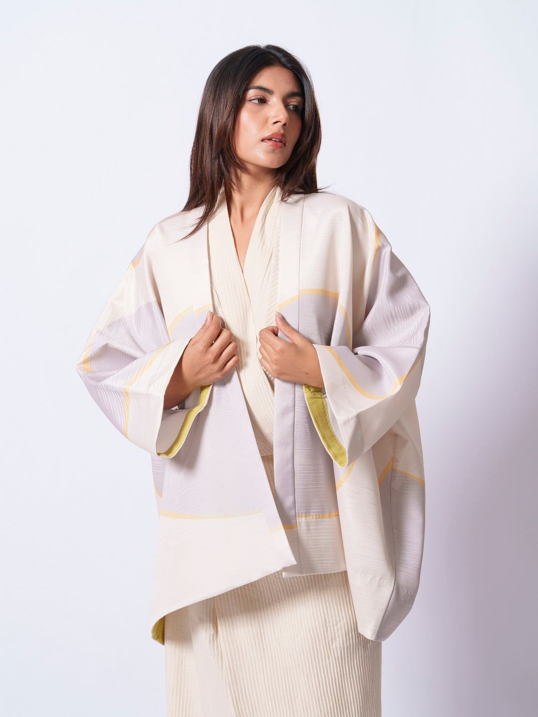 Unity Kimono (Ivory + yellow + Grey)-Ech/Un/Ov/GrYeIv