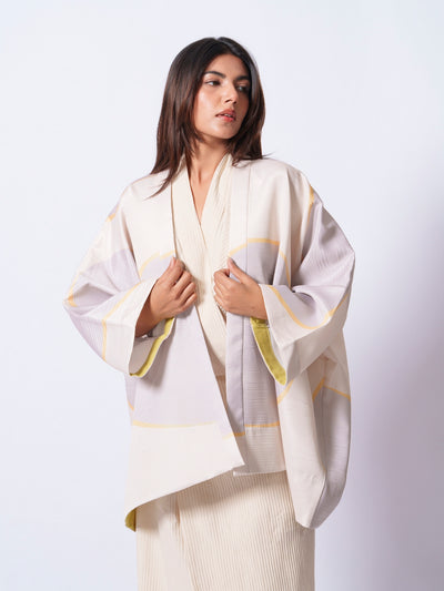 Unity Kimono (Ivory + yellow + Grey)-Ech/Un/Ov/GrYeIv