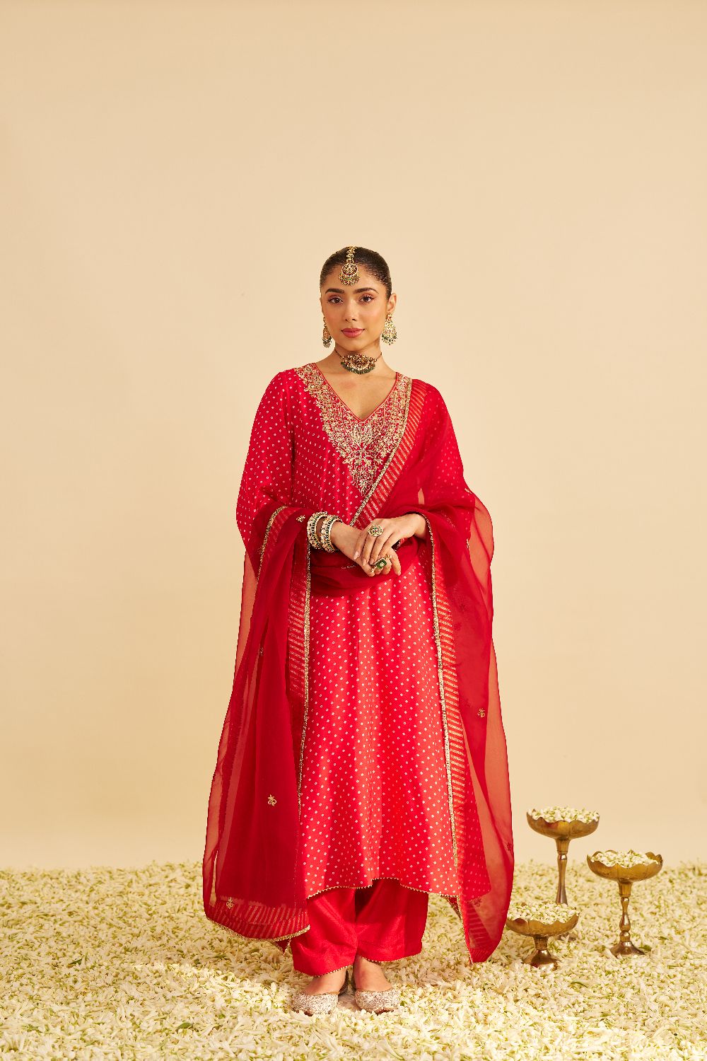 Zaliyah - Long Chauga With Salwar-Red