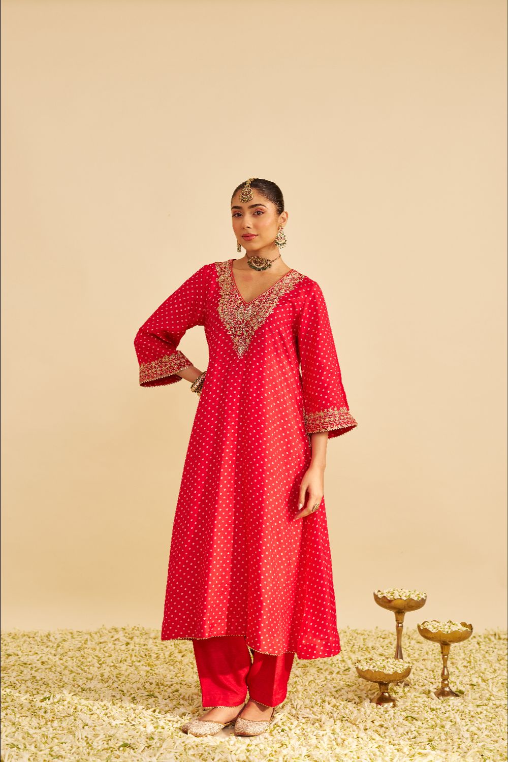 Zaliyah - Long Chauga With Salwar-Red