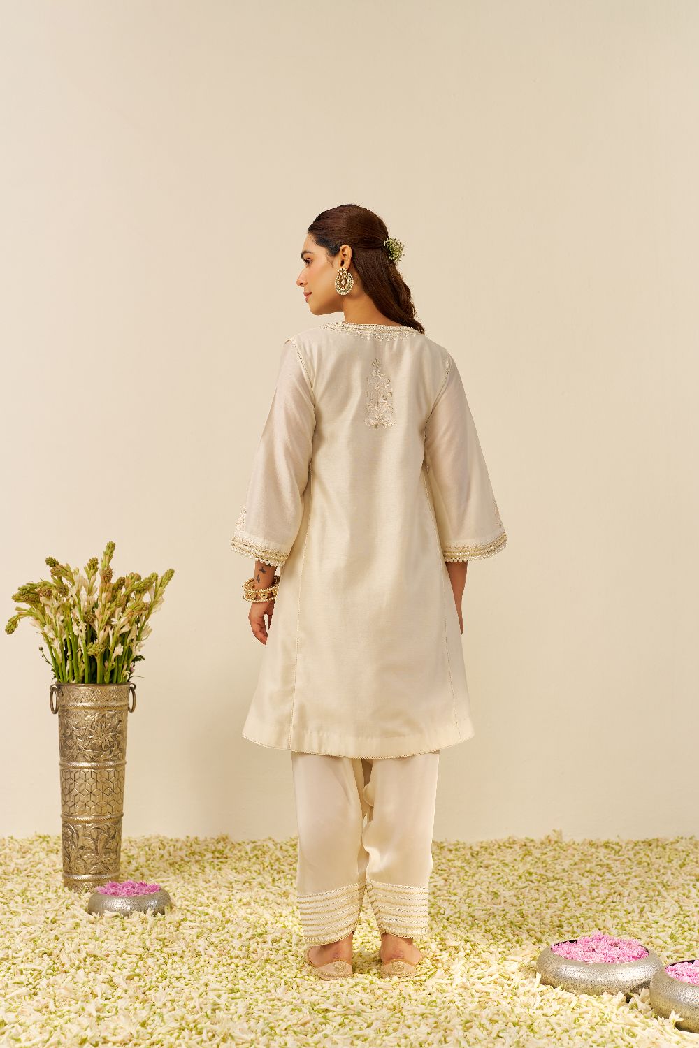Aiza - Short Chauga With Salwar-Daisy Ivory