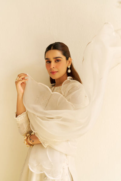Zaisha - Short Kurta With Dhoti-Daisy Ivory