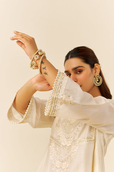 Aiza - Short Chauga With Salwar-Daisy Ivory