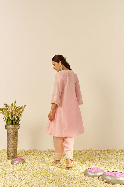 Aiza - Short Chauga With Salwar-Blush Pink