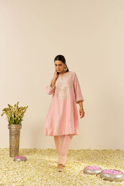 Aiza - Short Chauga With Salwar-Blush Pink