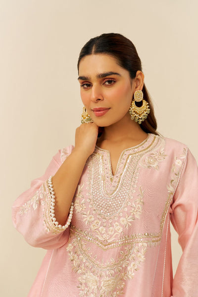 Aiza - Short Chauga With Salwar-Blush Pink