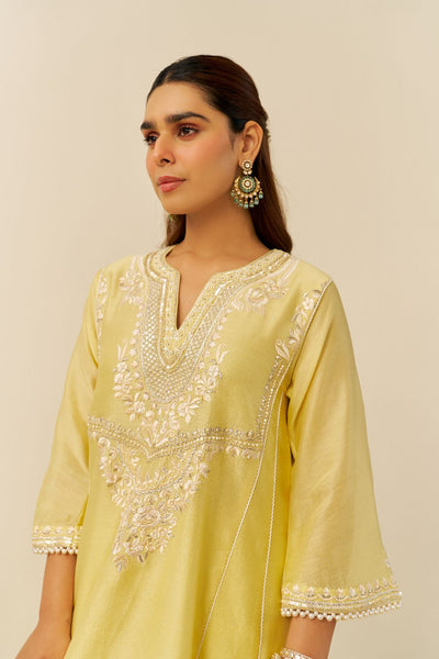 Aiza - Short Chauga With Salwar-Lemon Yellow