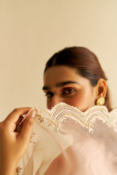 Haniya - Short Kurta With Salwar And Dupatta-Off Rose