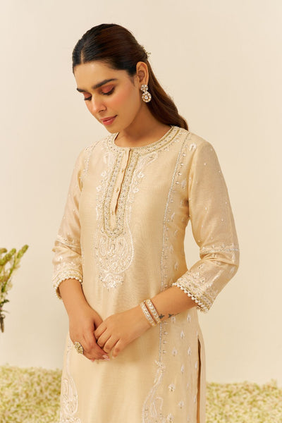 Zahra - Short Kurta With Dhoti-Beige