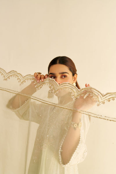 Maaroofa - Long Chauga With Salwar-Mint Green