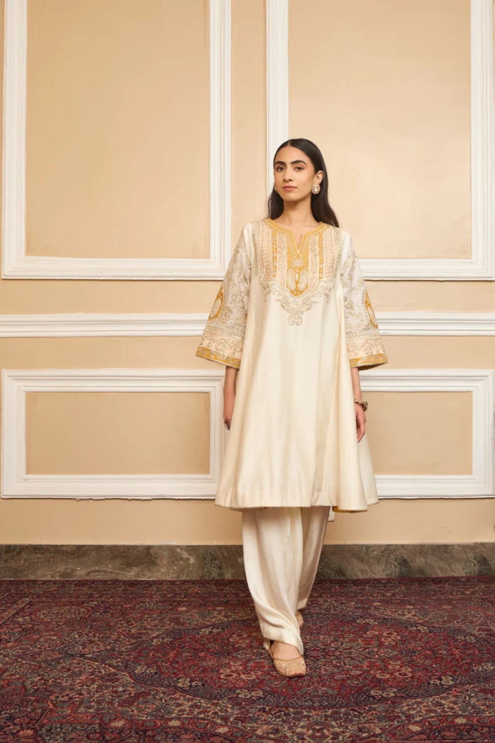Mohsina Chauga with Salwar-Daisy ivory