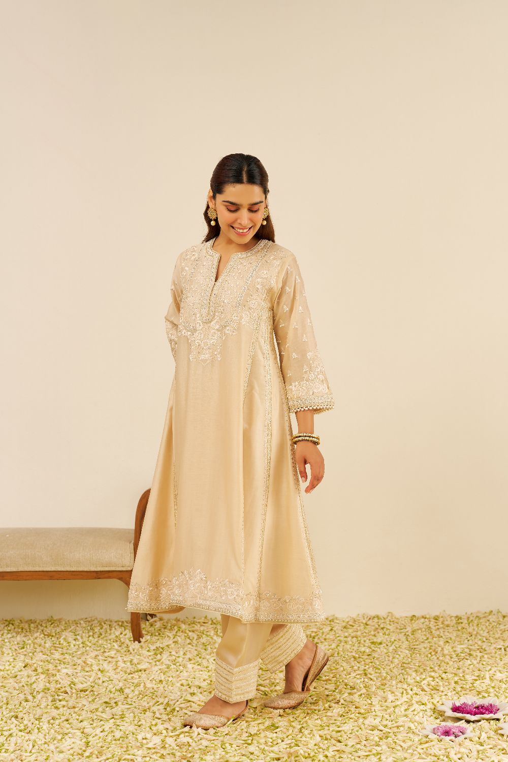 Maaroofa - Long Chauga With Salwar-Beige