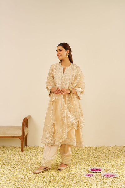 Maaroofa - Long Chauga With Salwar-Beige