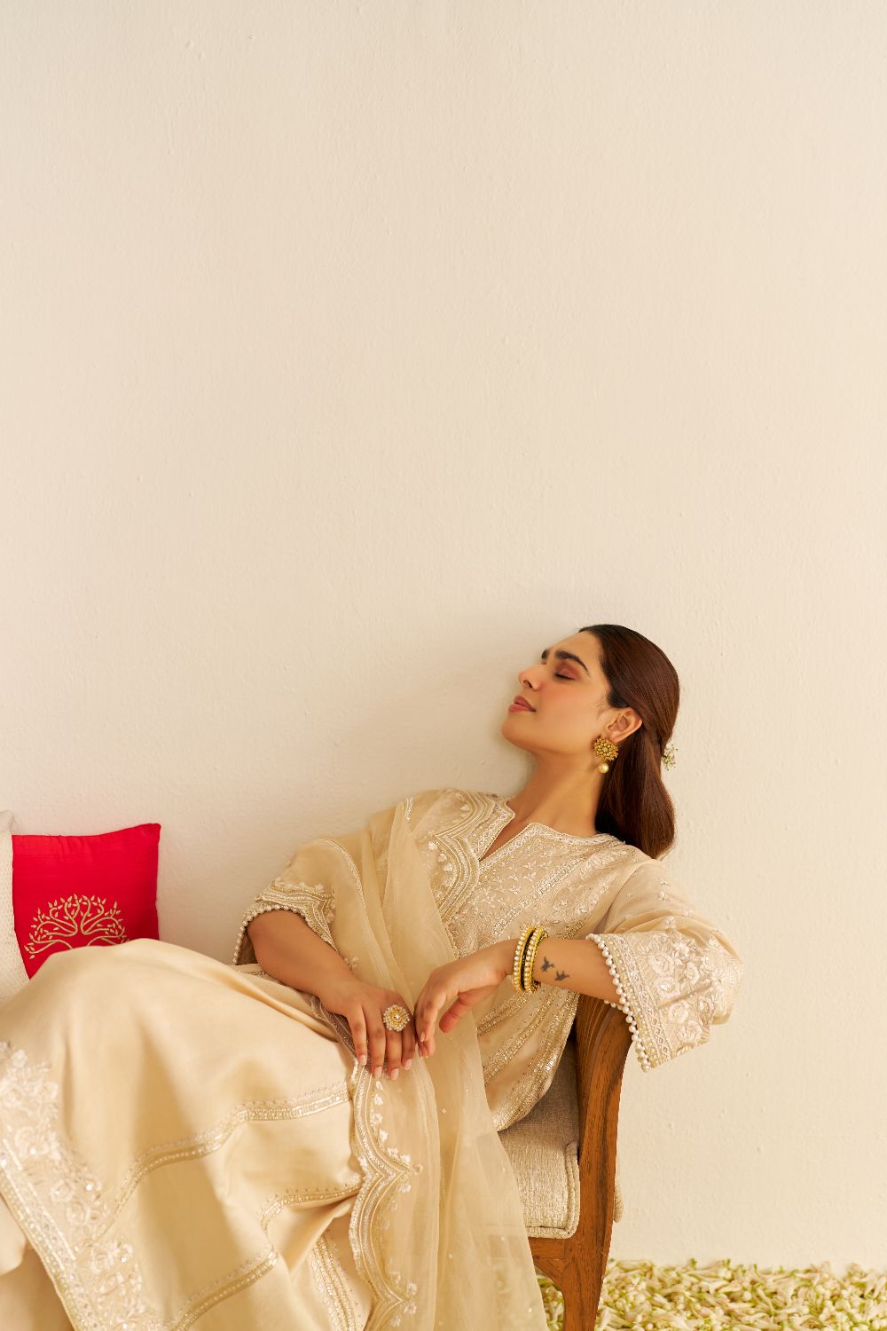 Maaroofa - Long Chauga With Salwar-Beige