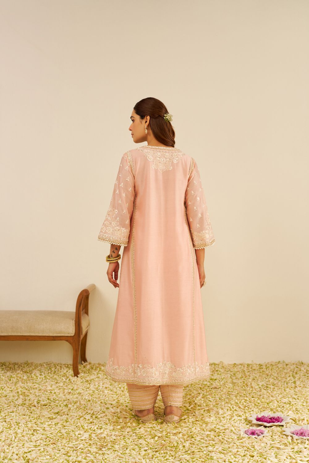 Maaroofa - Long Chauga With Salwar-Off Rose