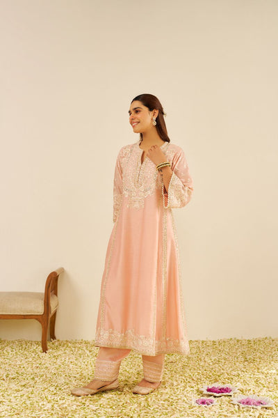 Maaroofa - Long Chauga With Salwar-Off Rose