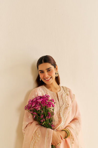 Maaroofa - Long Chauga With Salwar-Off Rose