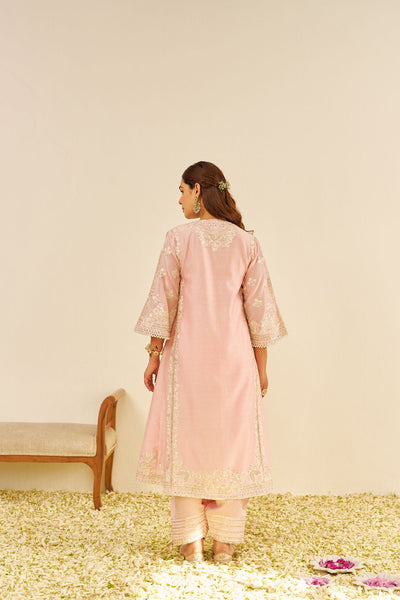 Maziya - Long Chauga With Salwar And Dupatta-Blush Pink