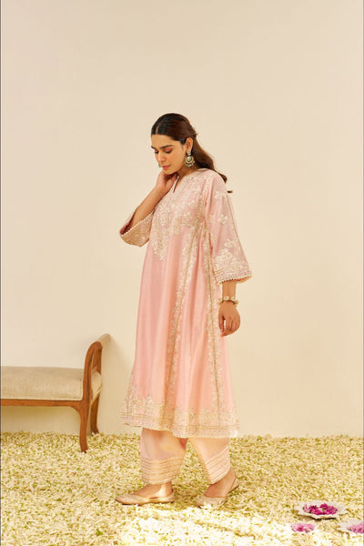 Maziya - Long Chauga With Salwar And Dupatta-Blush Pink