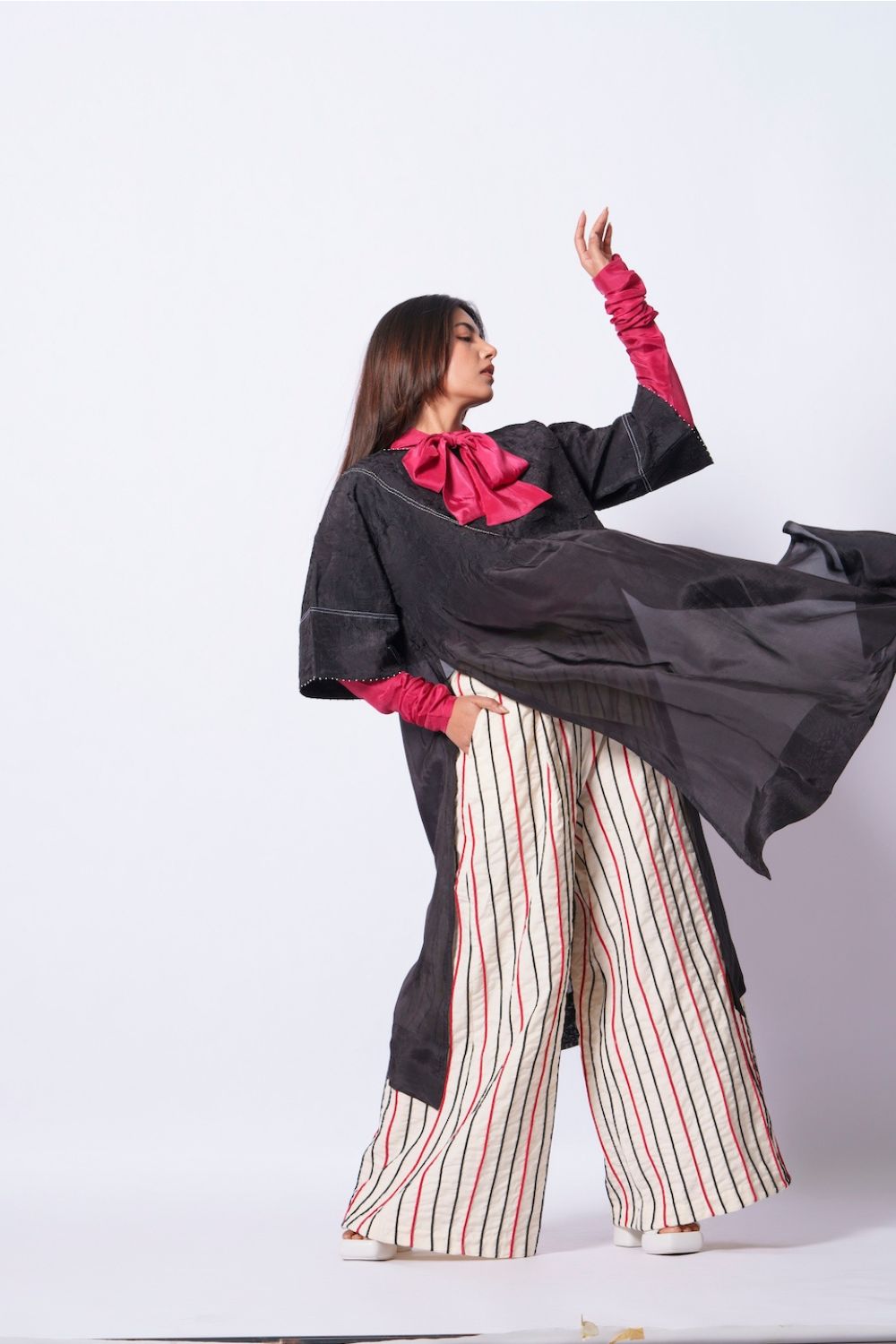 Cord Pants-Ivory + Black + Red