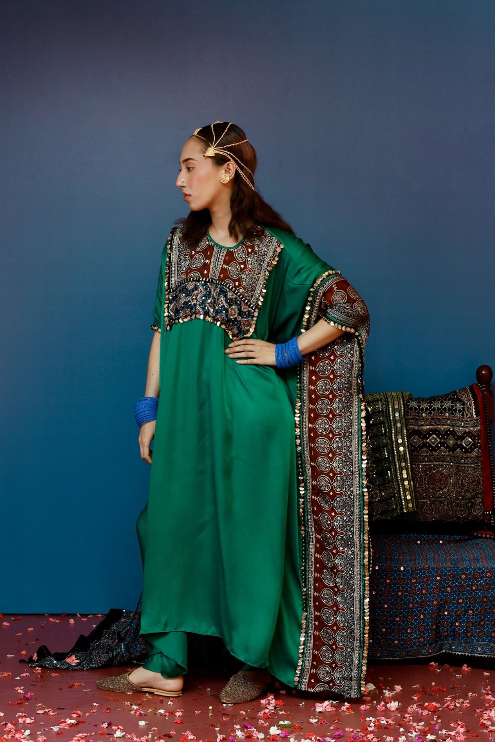 Saron Green Kaftan Set