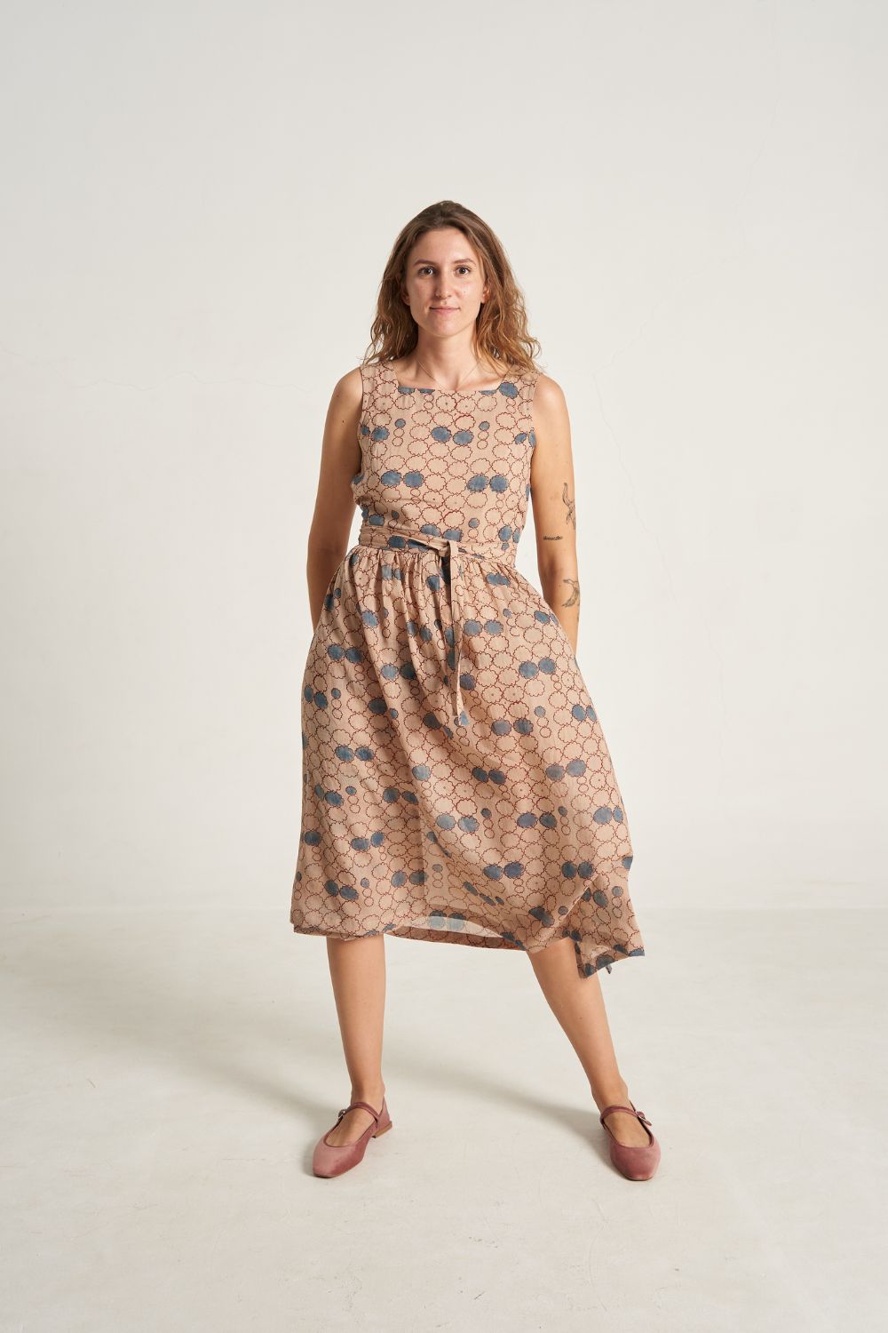 Geometric Flower Wrap-On Dress