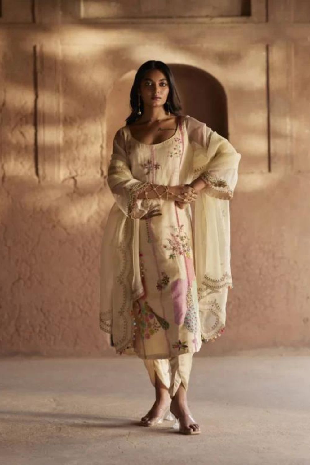 Nadira Ivory Organza Kurta Set