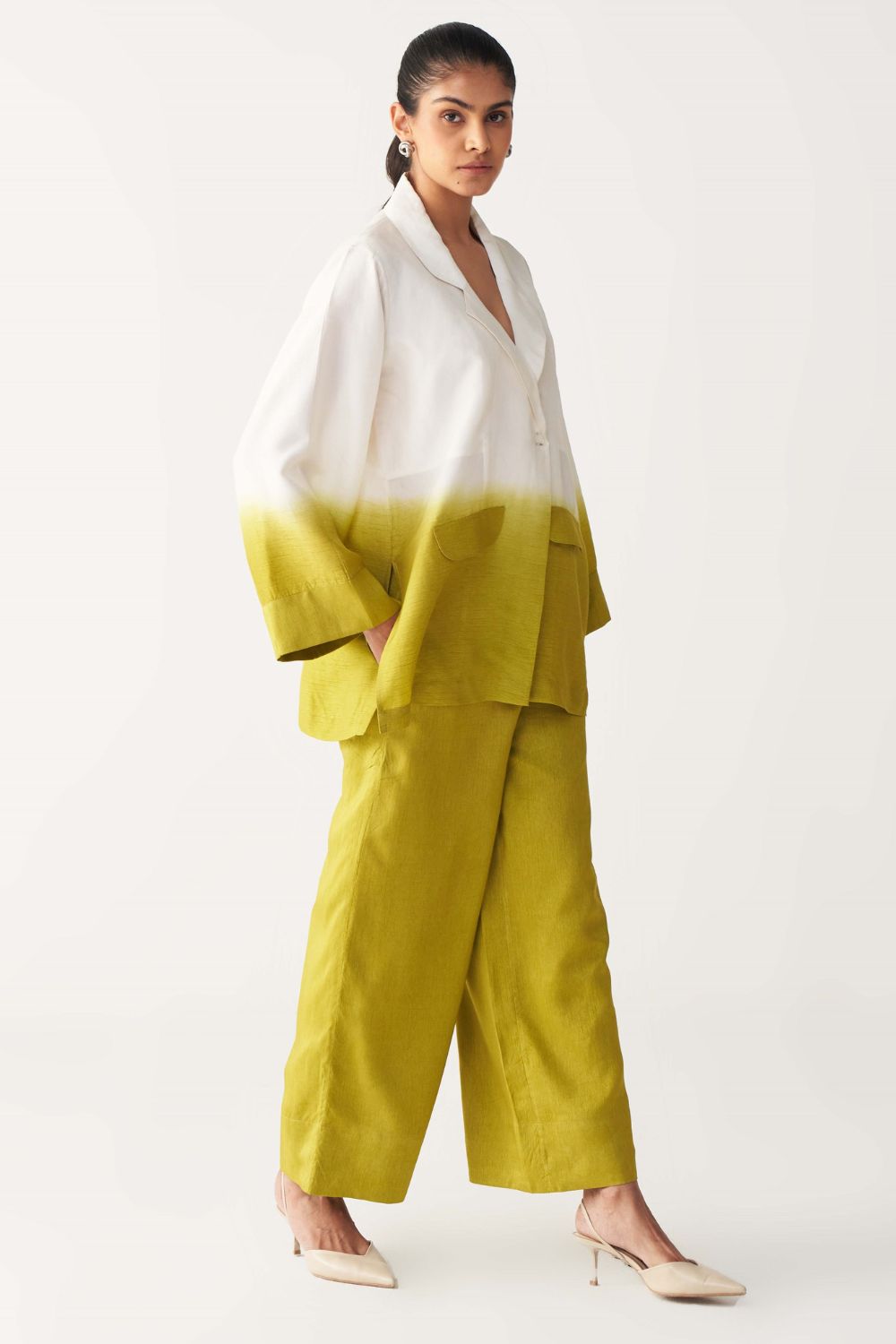 DIP DYE JACKET CO-ORD-IVORY & LIME