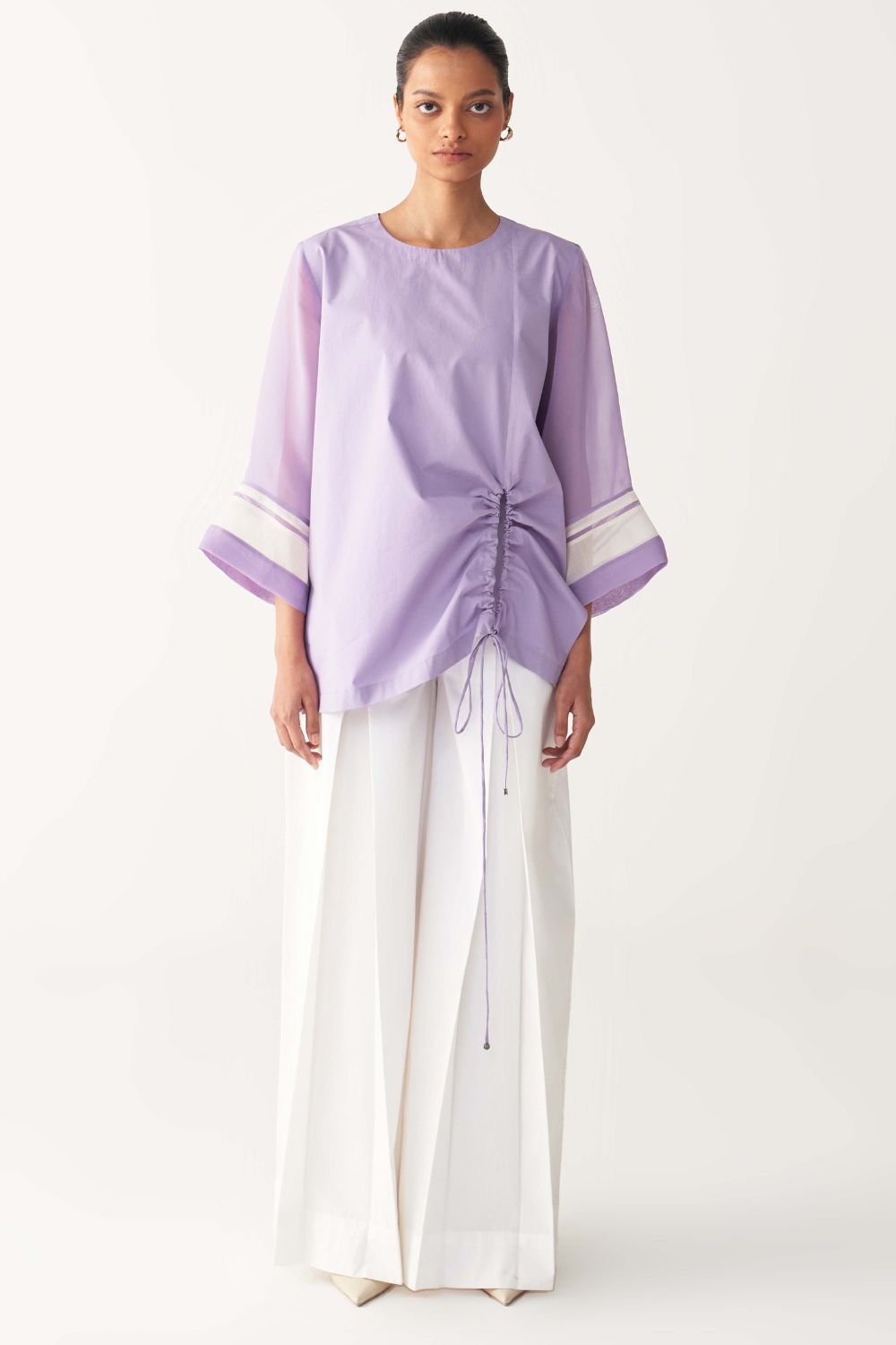 FRONT DRAWSTRING TOP CO-ORD-LAVENDER