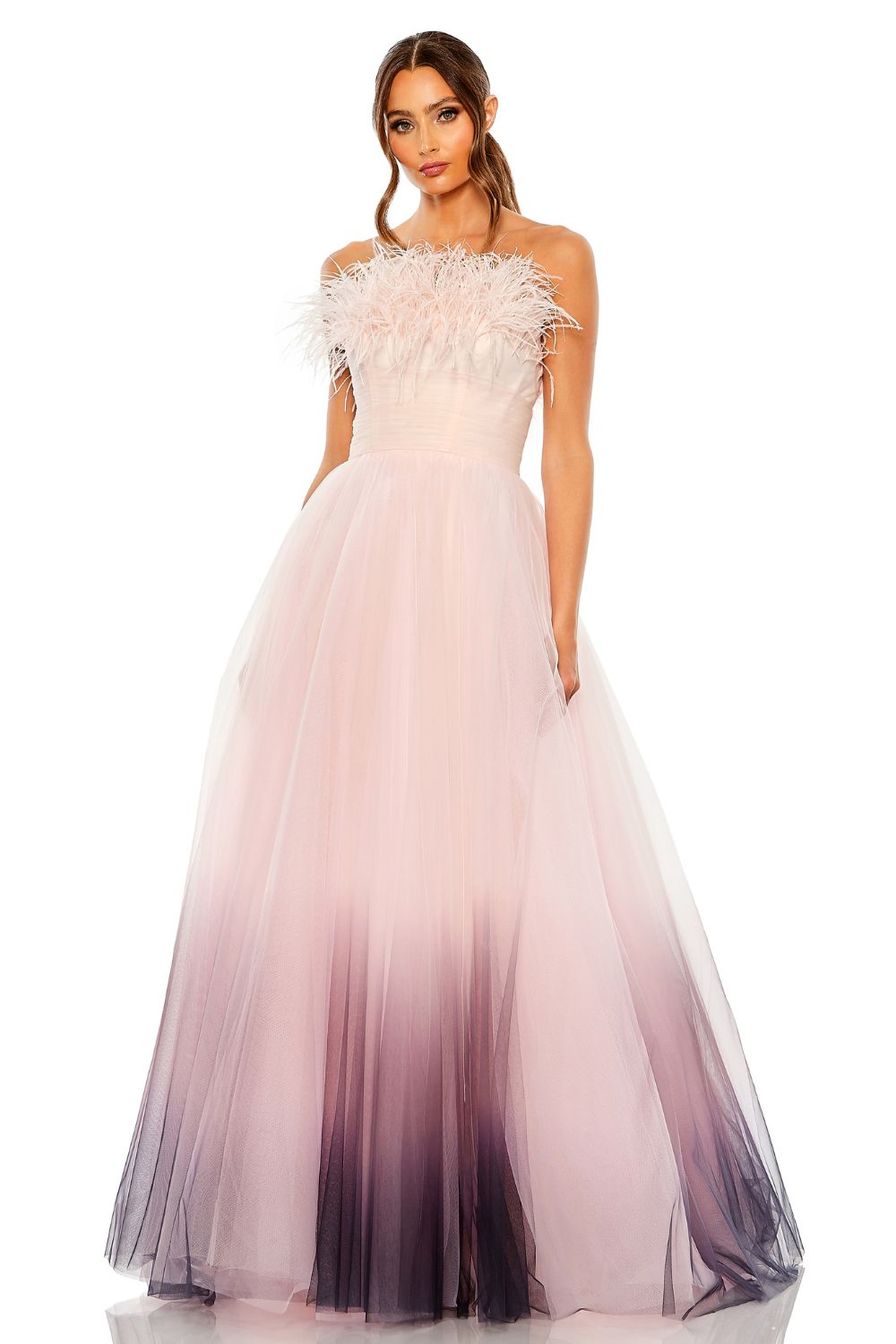MD-20557 Off Shoulder Ombre Gown-Pink
