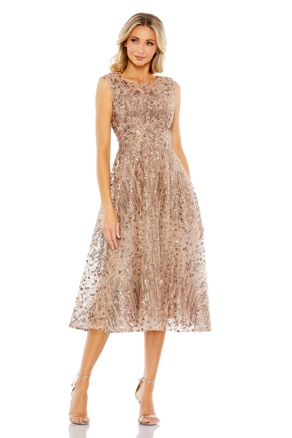 MD-20398 Midi Flared  Dress-Brown