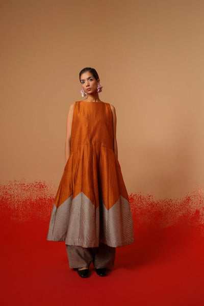 Eddy Dress-Rust Orange + Grey