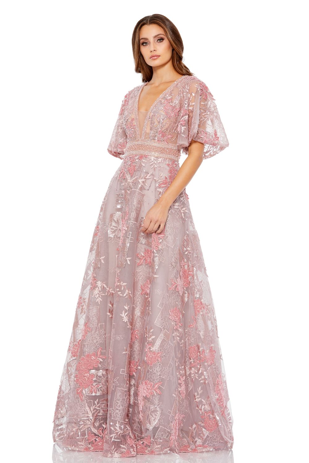 MD-20262 Flared Gown-Pink