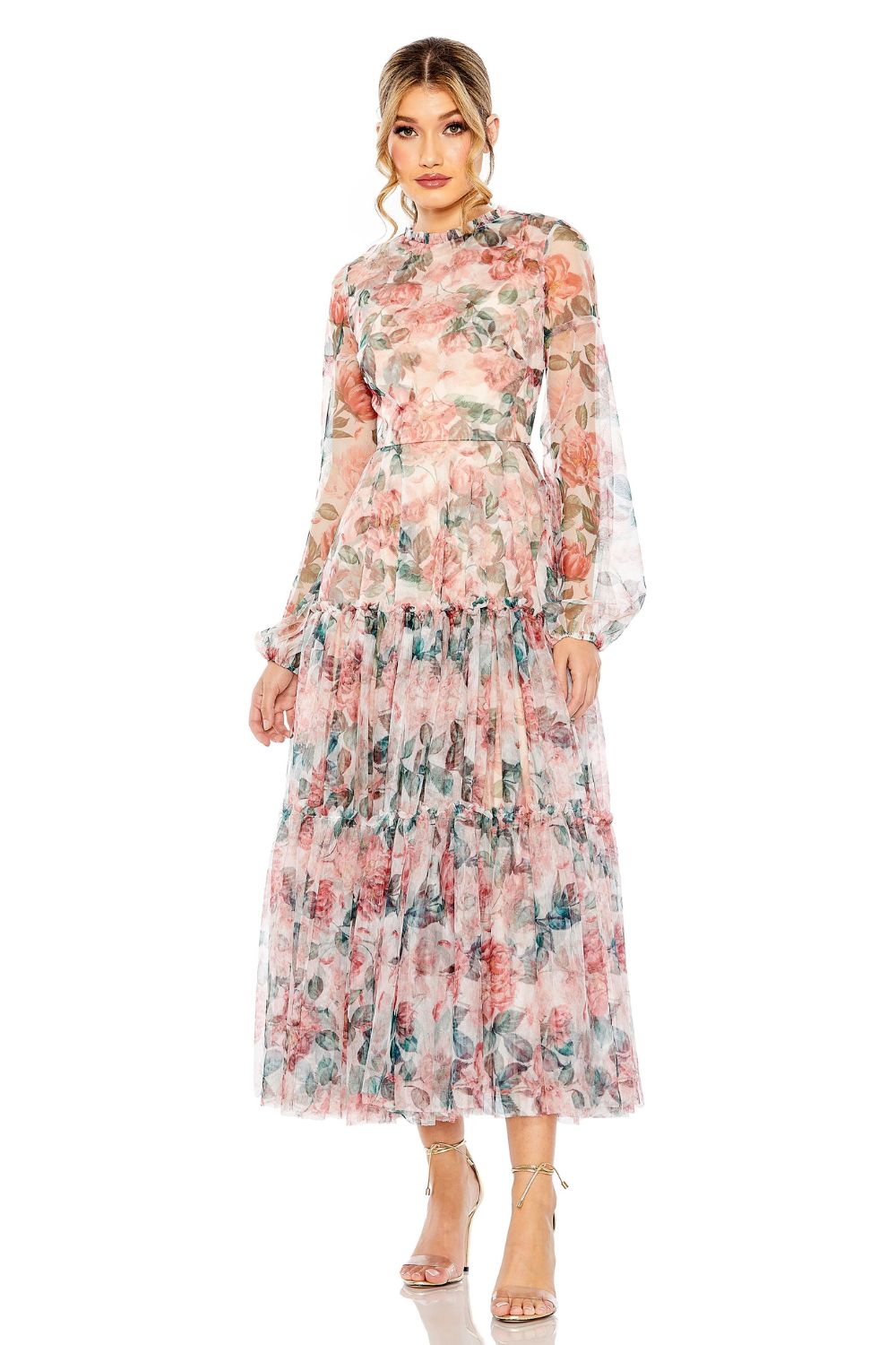 MD-11405 Printed Middi Dress-Multi Color