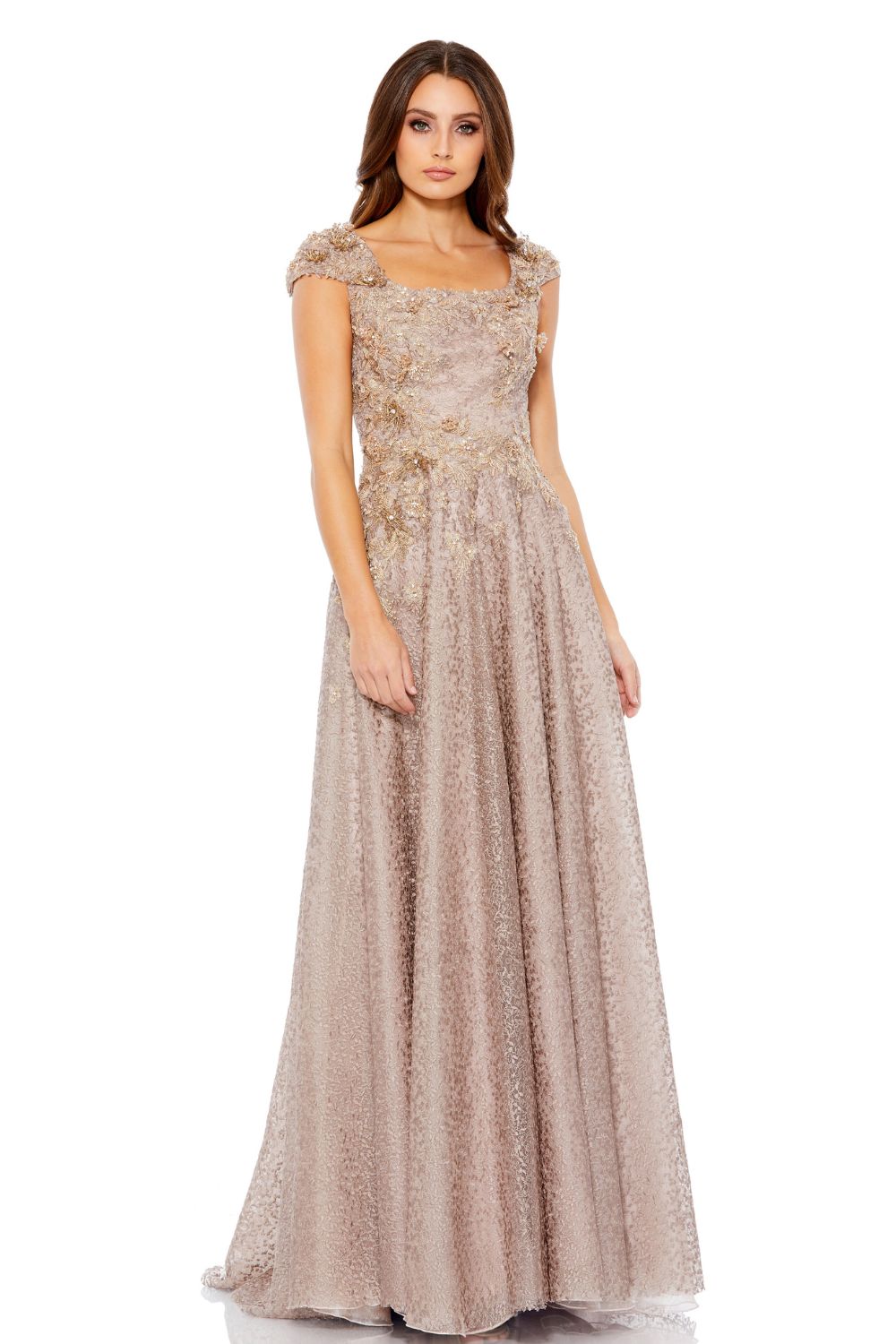 MD-11188 Flared Gown-Brown
