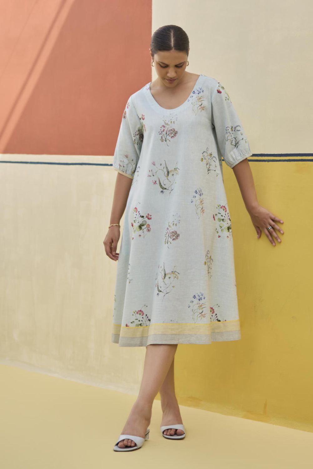 Kaya Watercolour Floral Linen Dress
- Sky