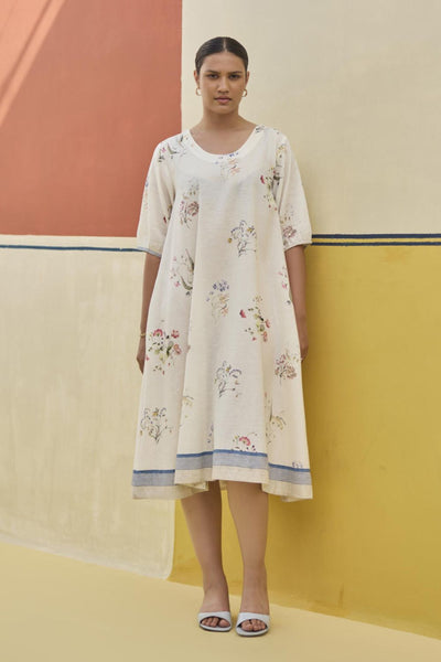 Kaya Watercolour Floral Linen Dress
- Ivory