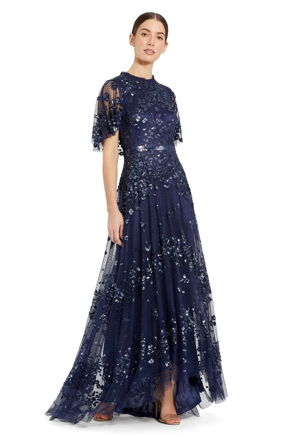MD-9192 Veil Long Gown-Blue
