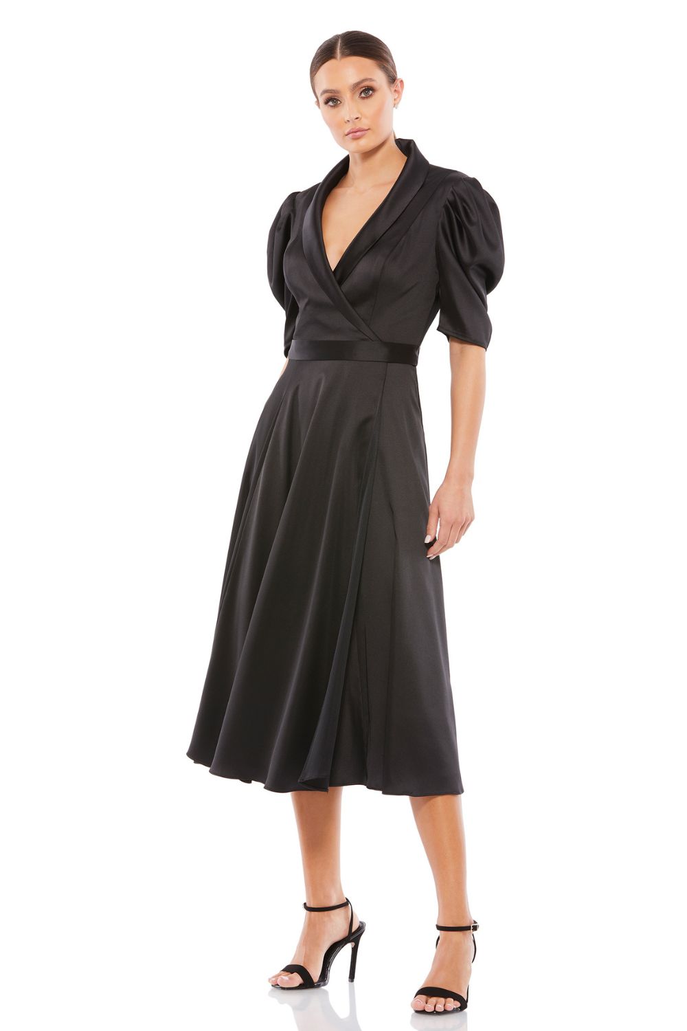 MD-26628 Collared Short Dress-Black