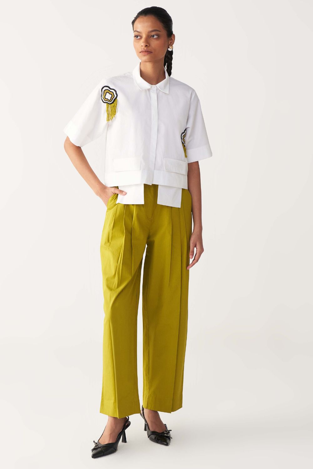THREE PLEAT PANT-LIME