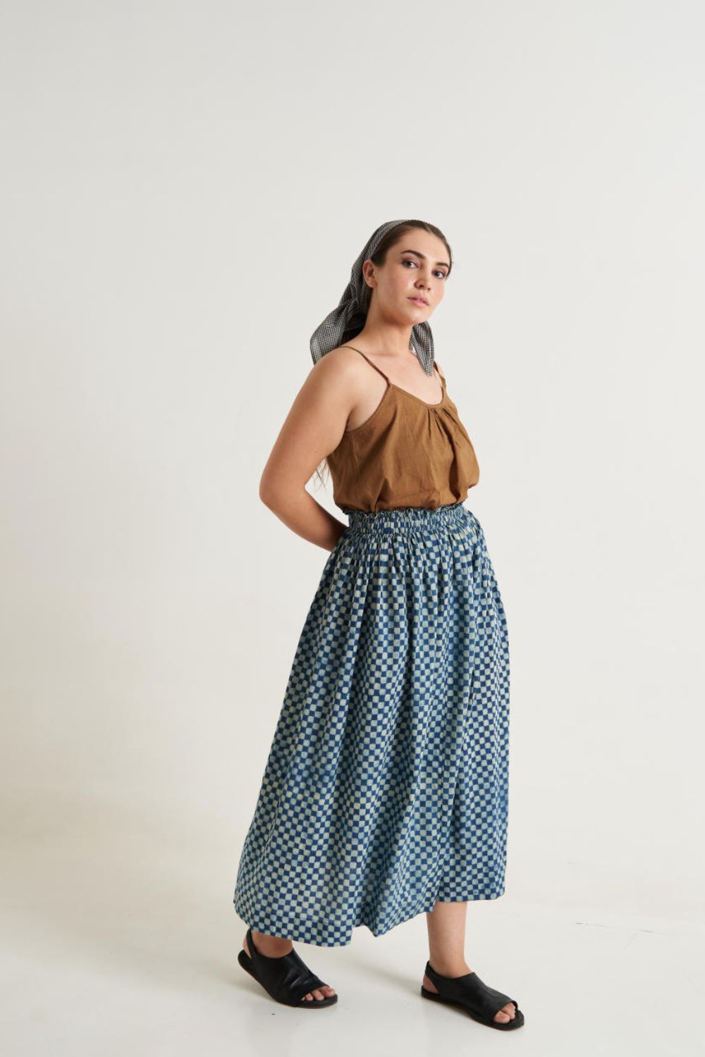 Block printed indigo skirt - Indigo