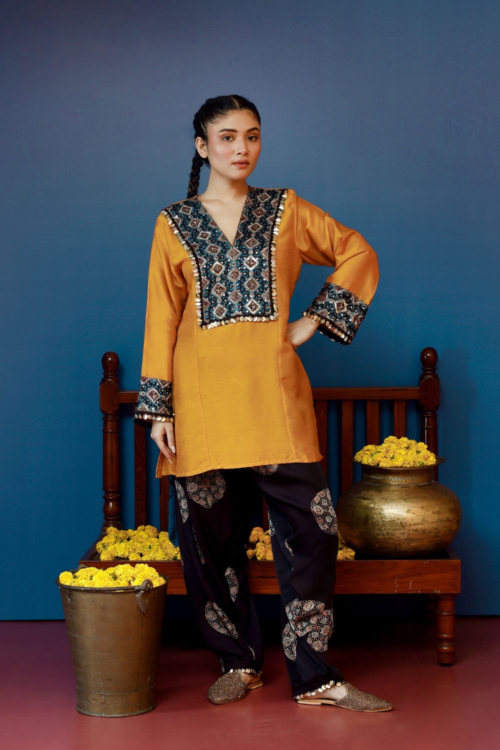 Bariyan Mustard Salwar Kameez