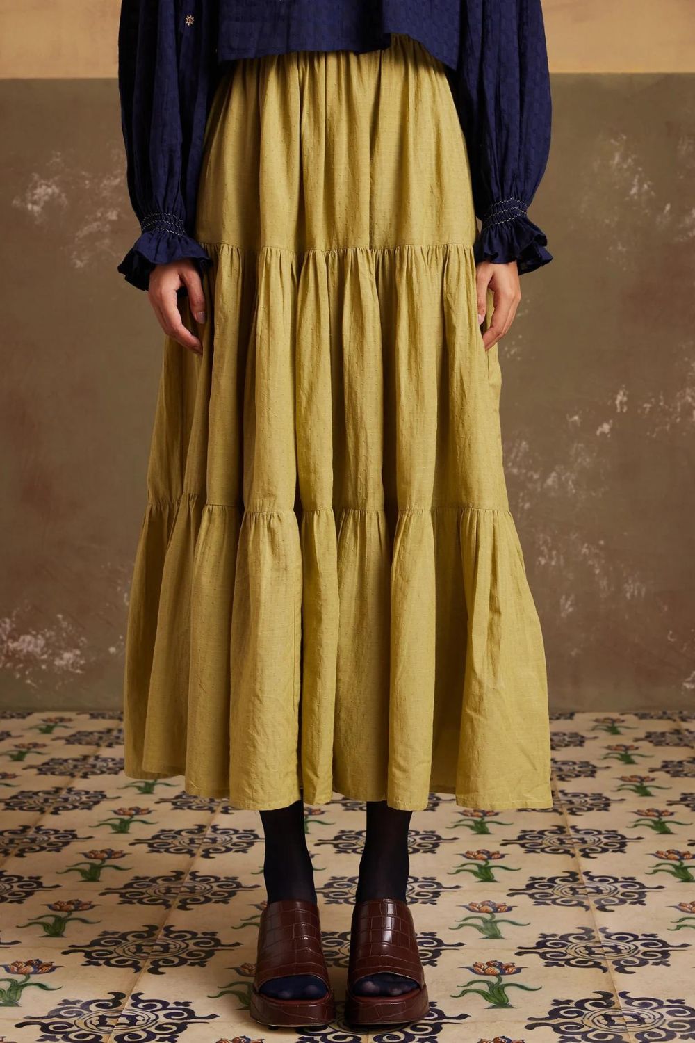 Tier Skirt-Lime green