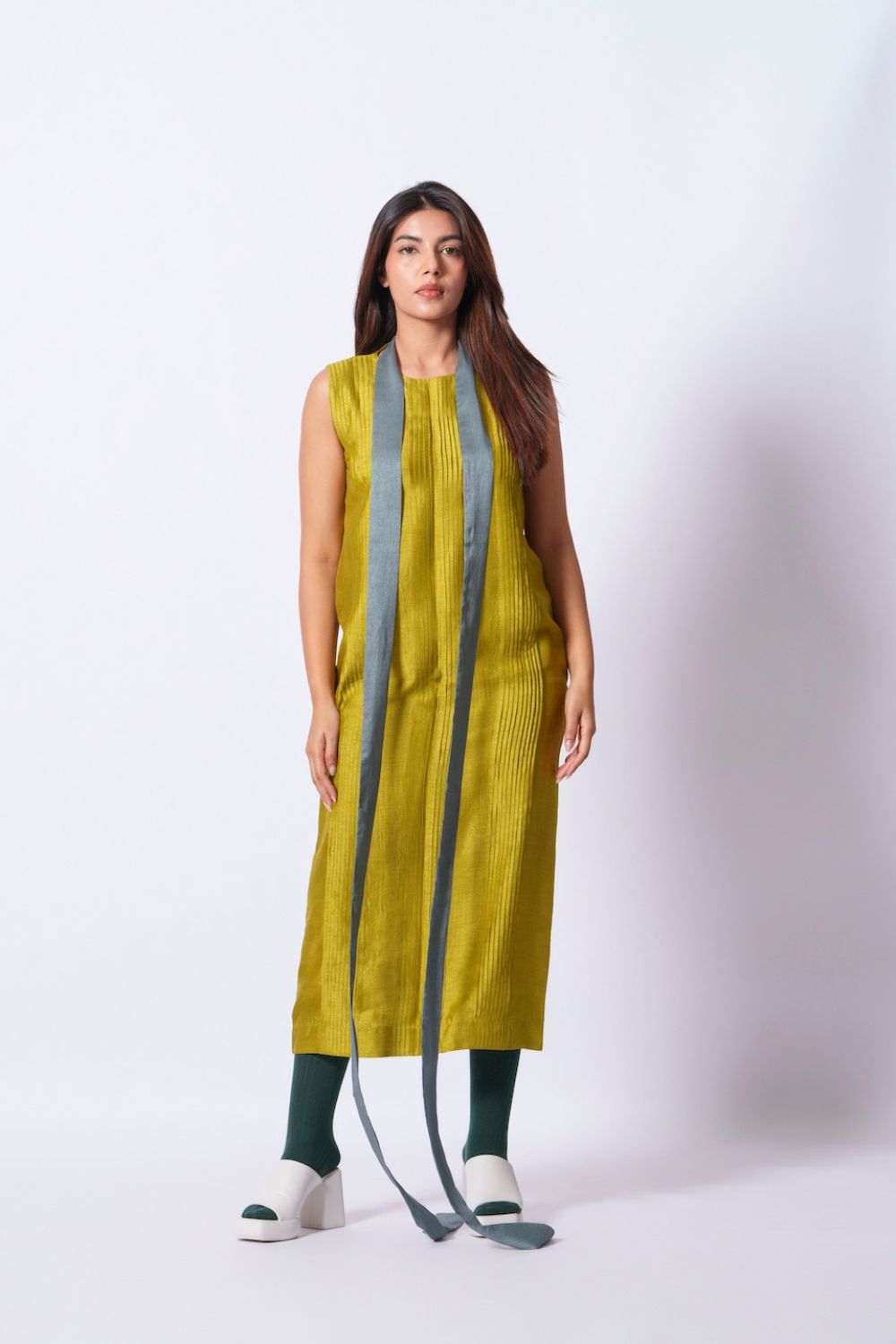 Leaf Dress-Moss Green + Teal
