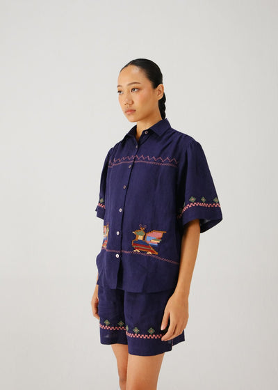 Victorian shirt-Ink folk emb.